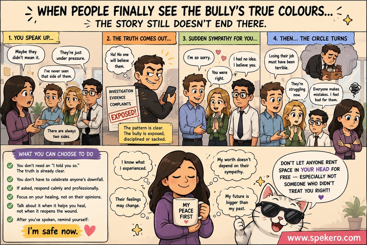 Colleagues finally seeing the truth about a workplace bullying situation