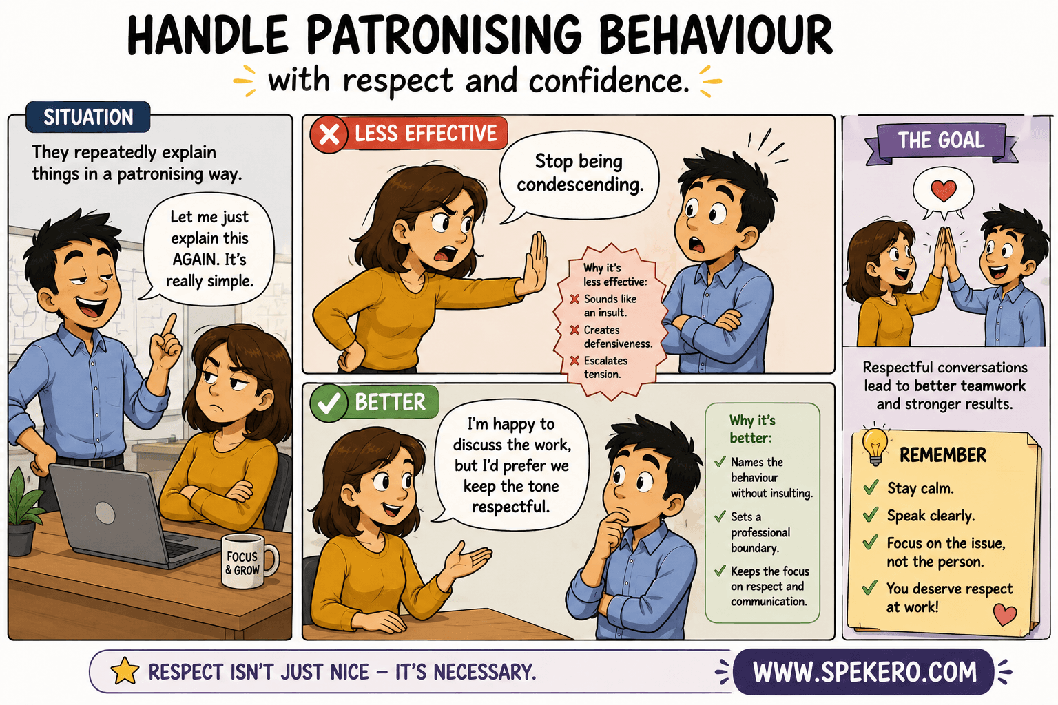 How to respond to condescending colleagues without losing confidence