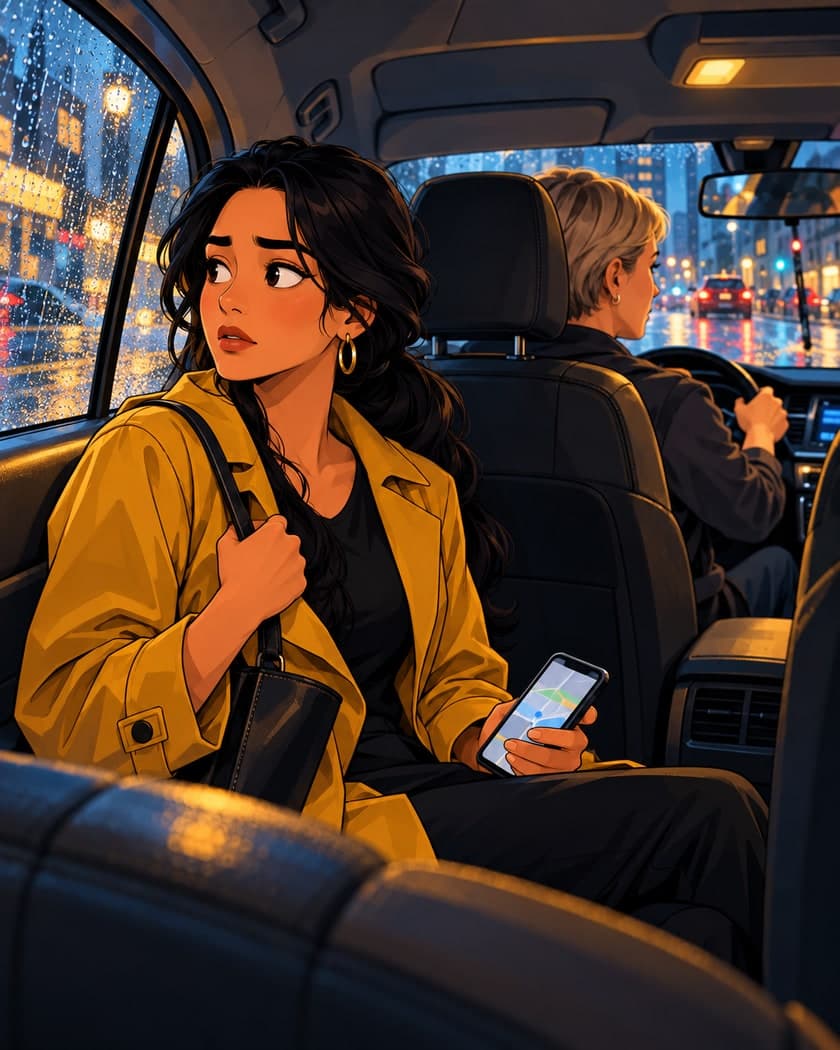 A taxi driver seems to be taking a longer route or charging much more than expected. You are uncomfortable but also want to stay safe.