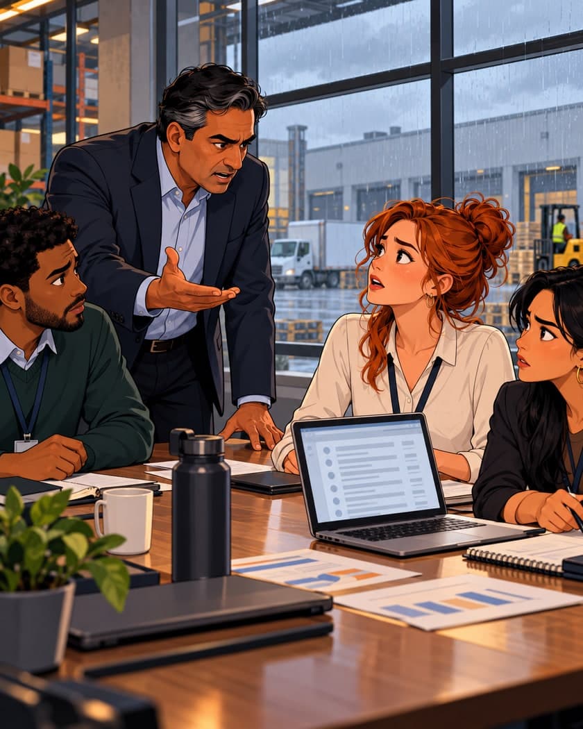 Your manager says a client problem happened because of your work. You have emails showing the decision came from another team, but the meeting is tense and several people are listening.